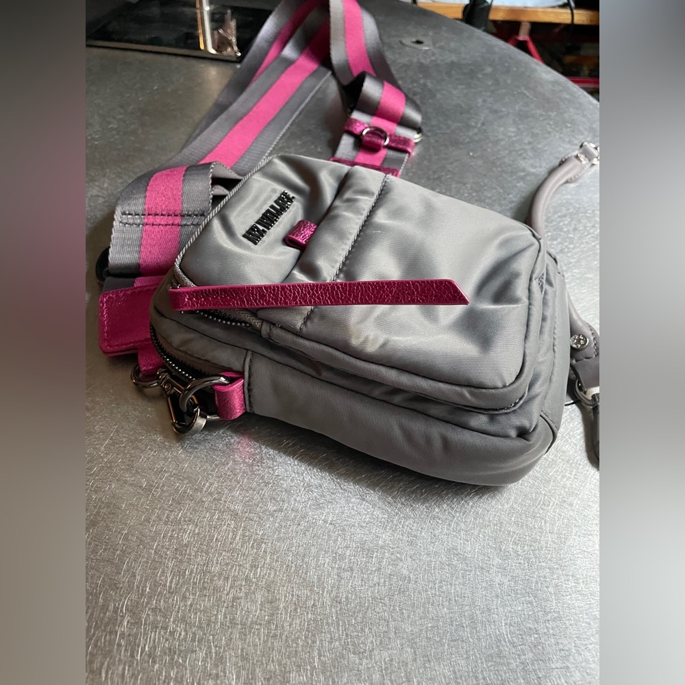 MZW Bowery Crossbody Mini in Ash! Grey & Pink, adjustable removable strap,NWOT. - Picture 5 of 14